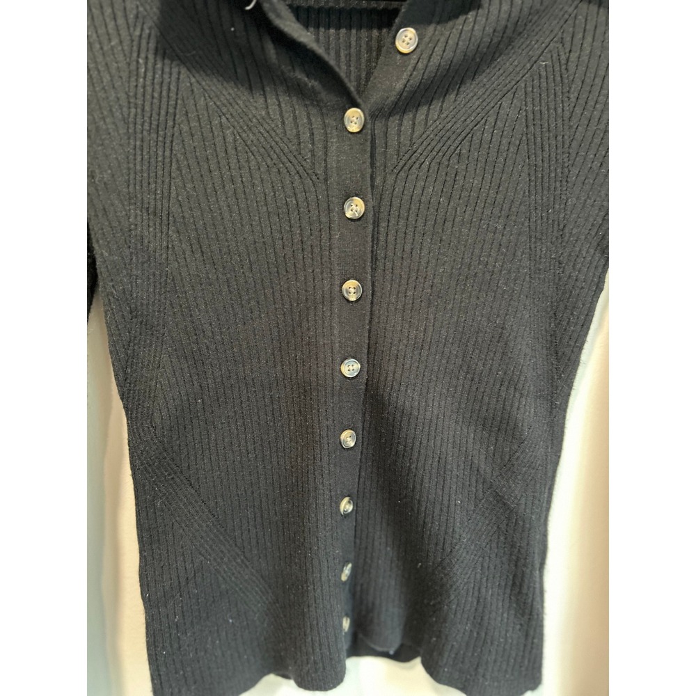 PAIGE Jayde Collared Buttondown Cardigan Ribbed Knit Small Cuff Detail - Picture 3 of 9